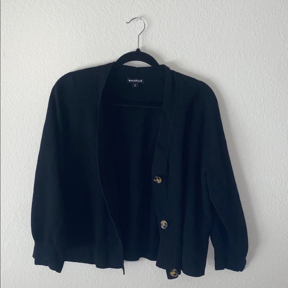 🪼Whistles Black Button Through Cardigan with Tort Buttons! - Picture 4 of 12